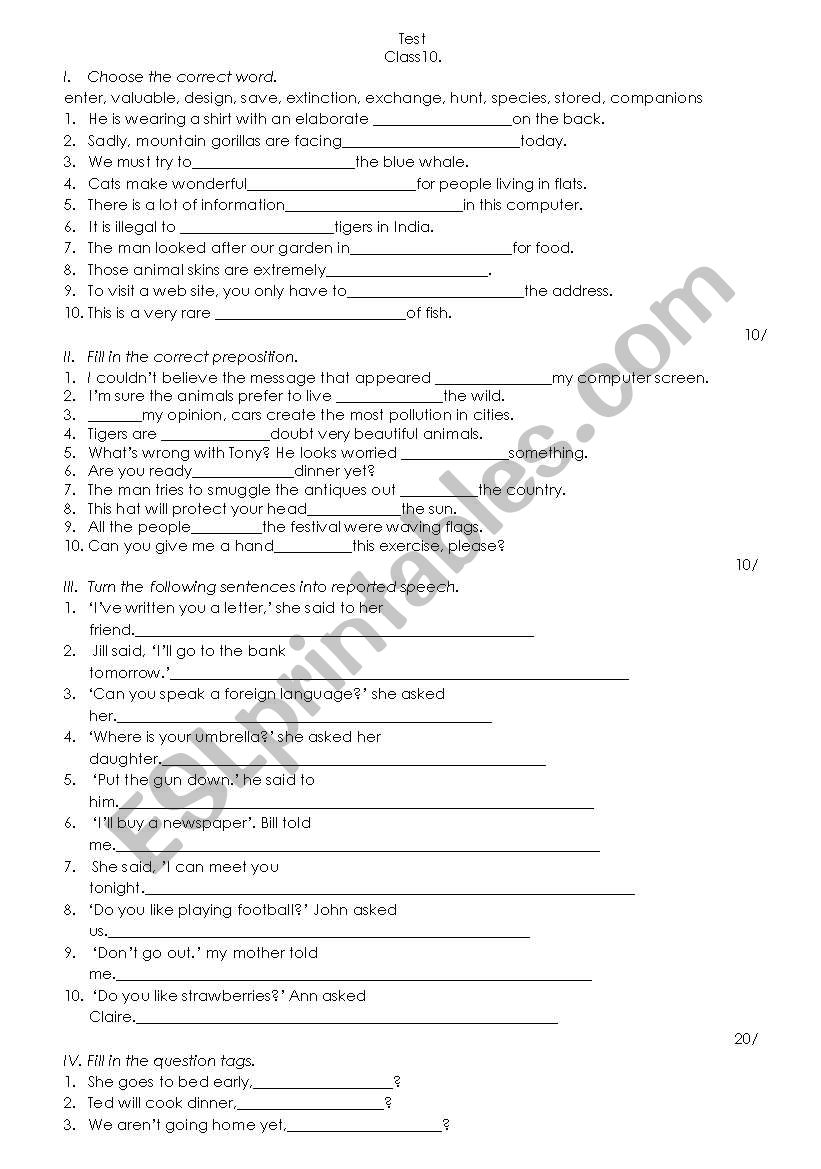 Test worksheet