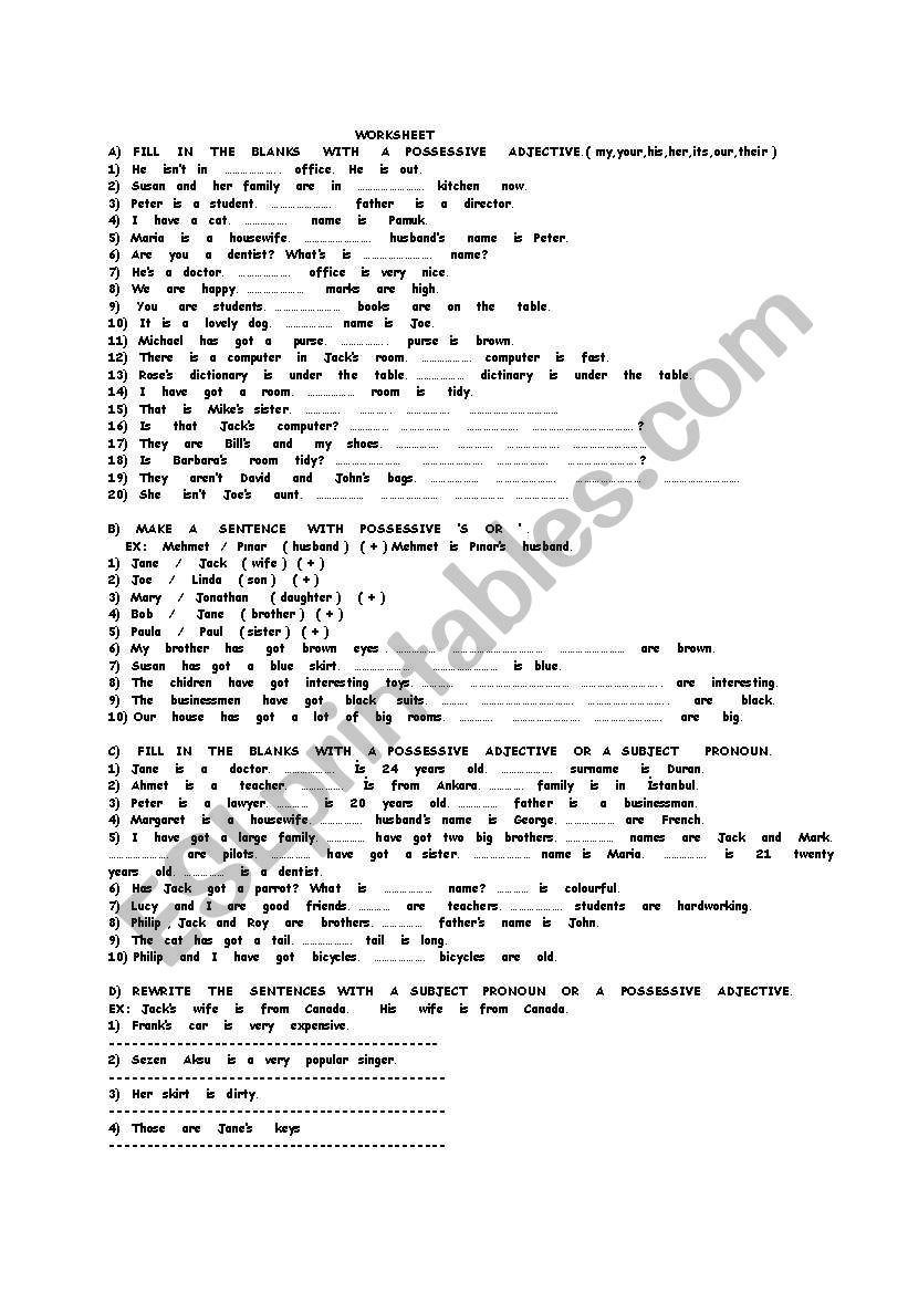 pronouns worksheet