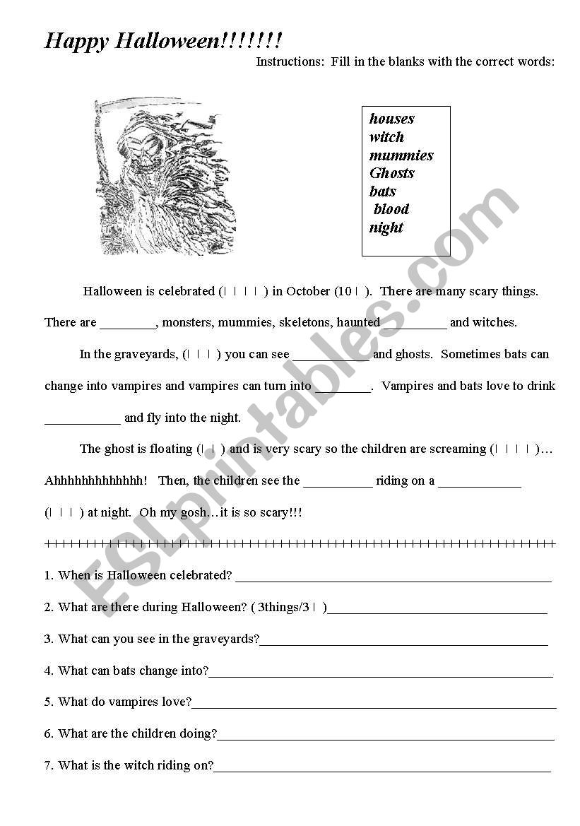 Korean Halloween worksheet