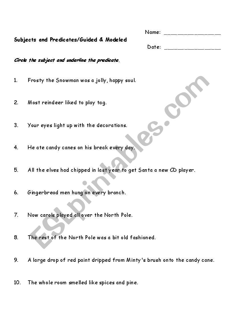 Christmas Grammar worksheet