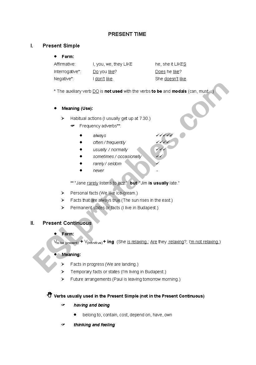 Simple Present worksheet