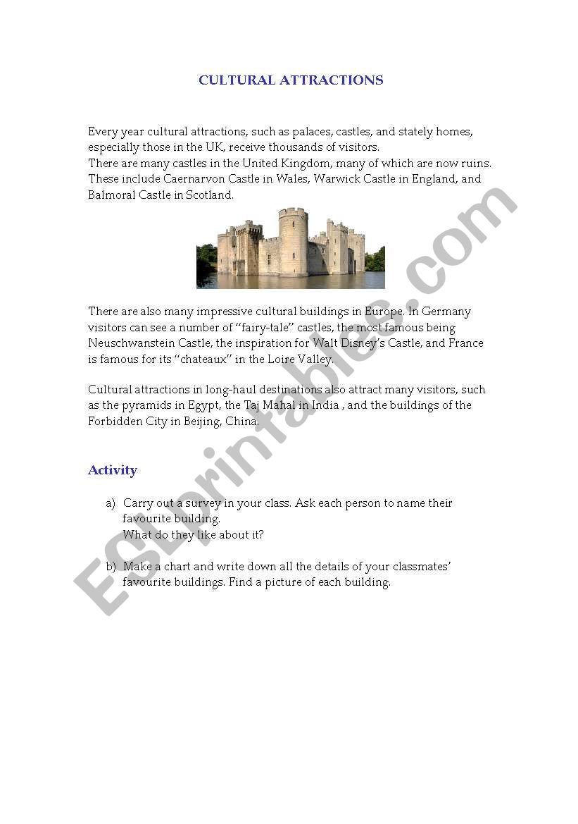 Cultural Attractions worksheet