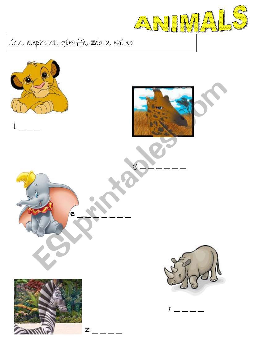 English Worksheets English Adventure 1 Animals
