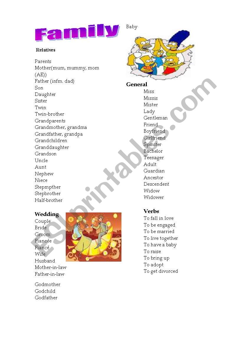 Family worksheet