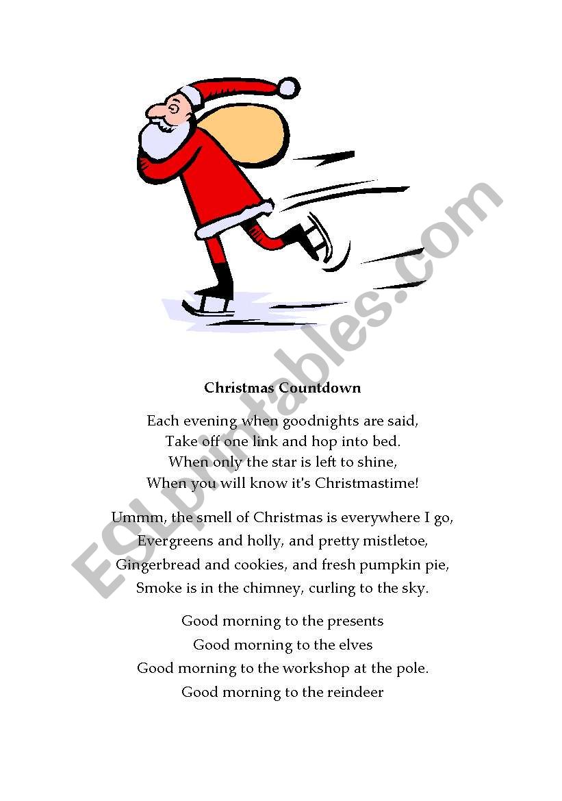 Christmas poetry worksheet