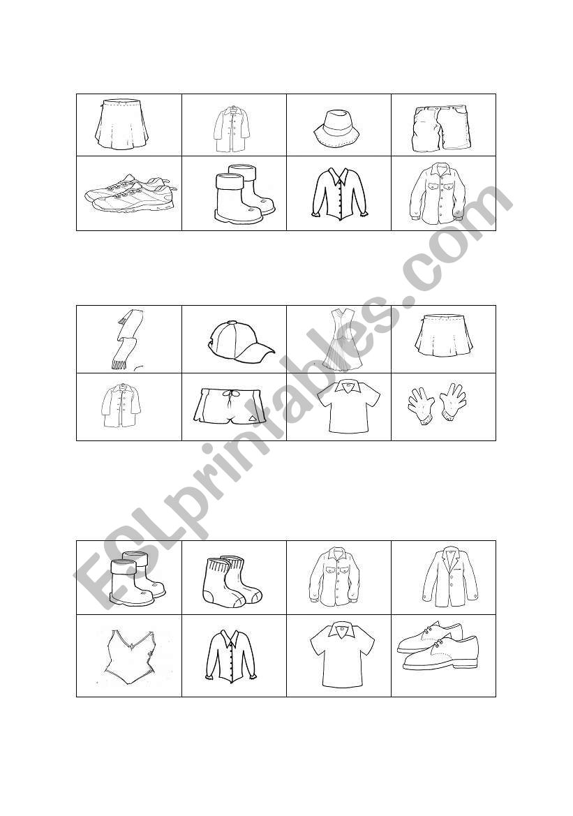 BINGO CLOTHES 4 worksheet