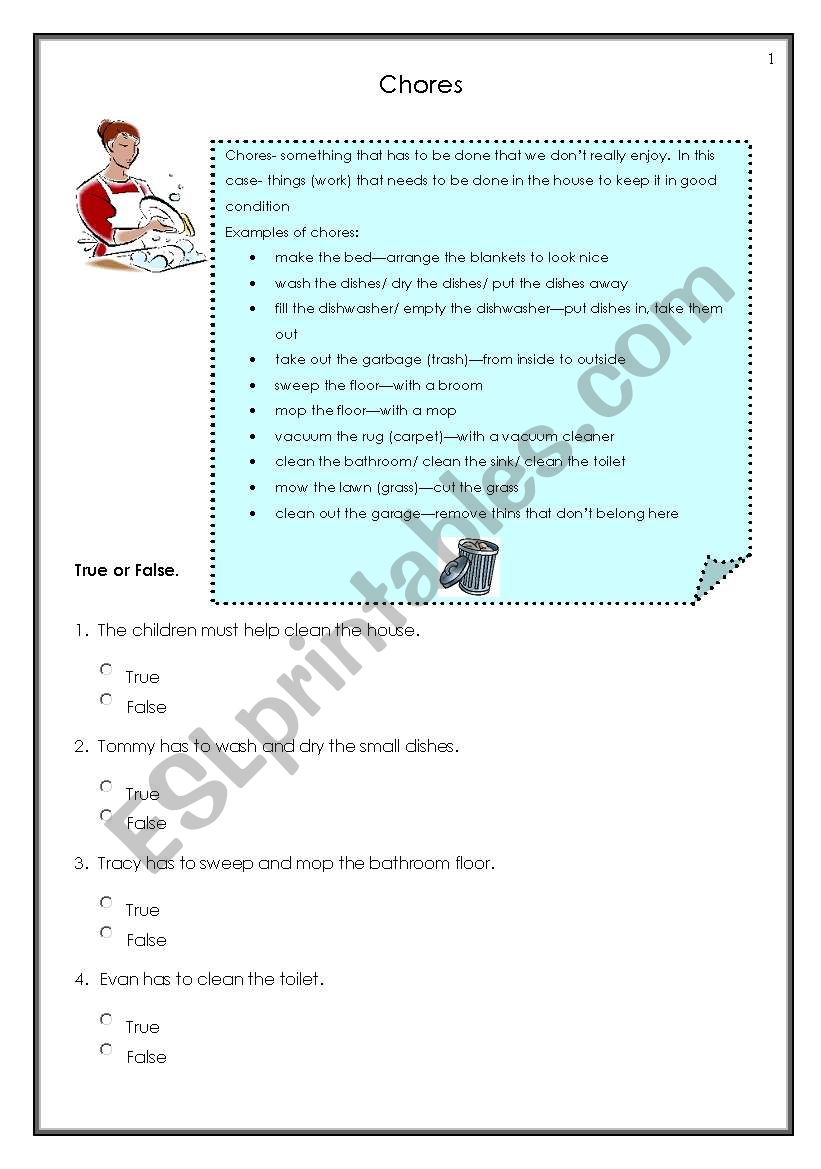 Chores worksheet