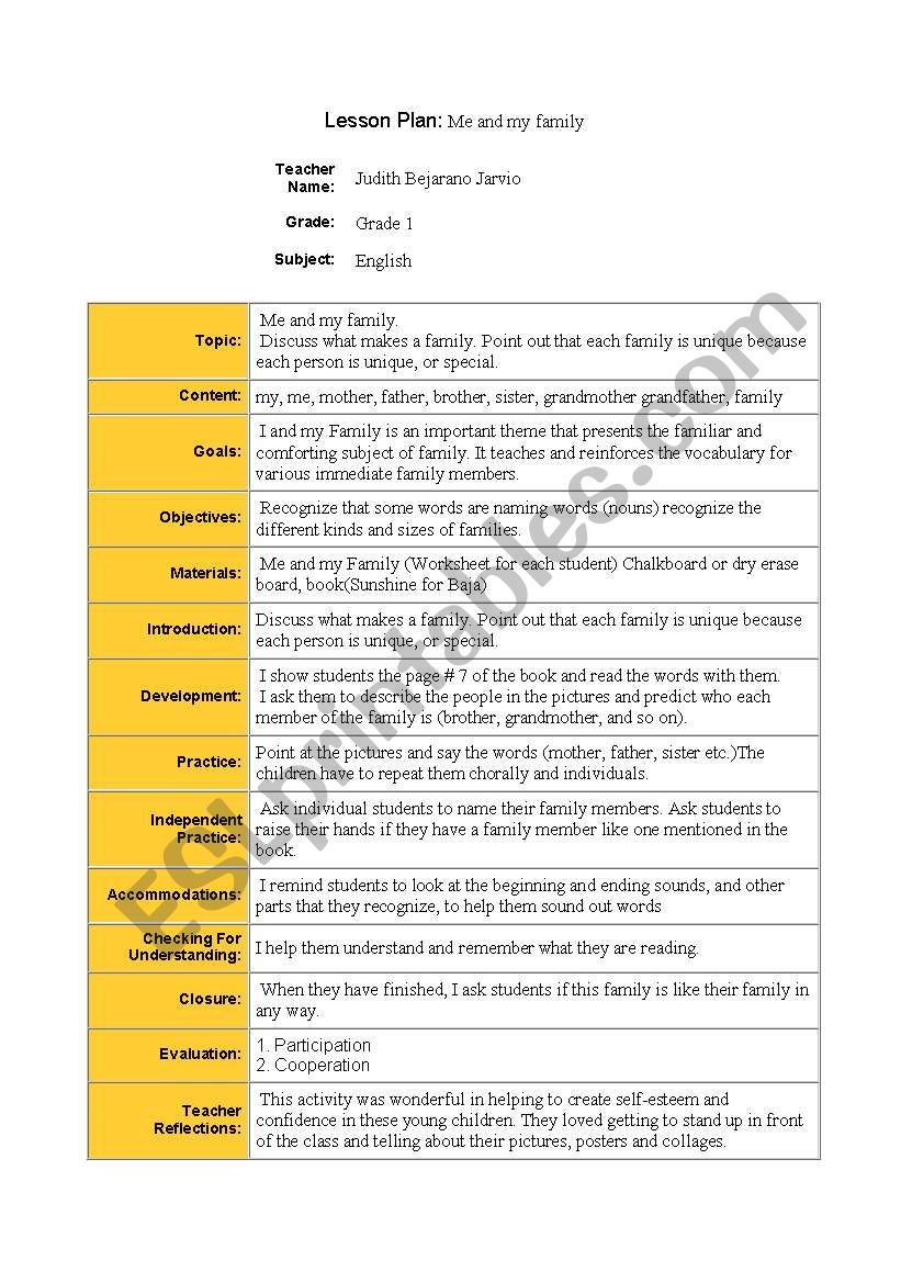 leson plan 1 worksheet