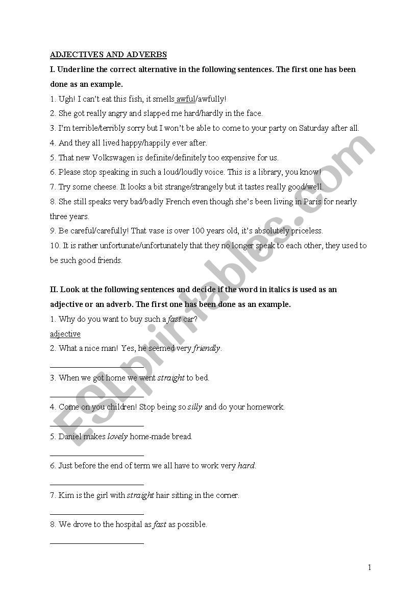 Adjectives Vs Adverbs ESL Worksheet By Ivana P