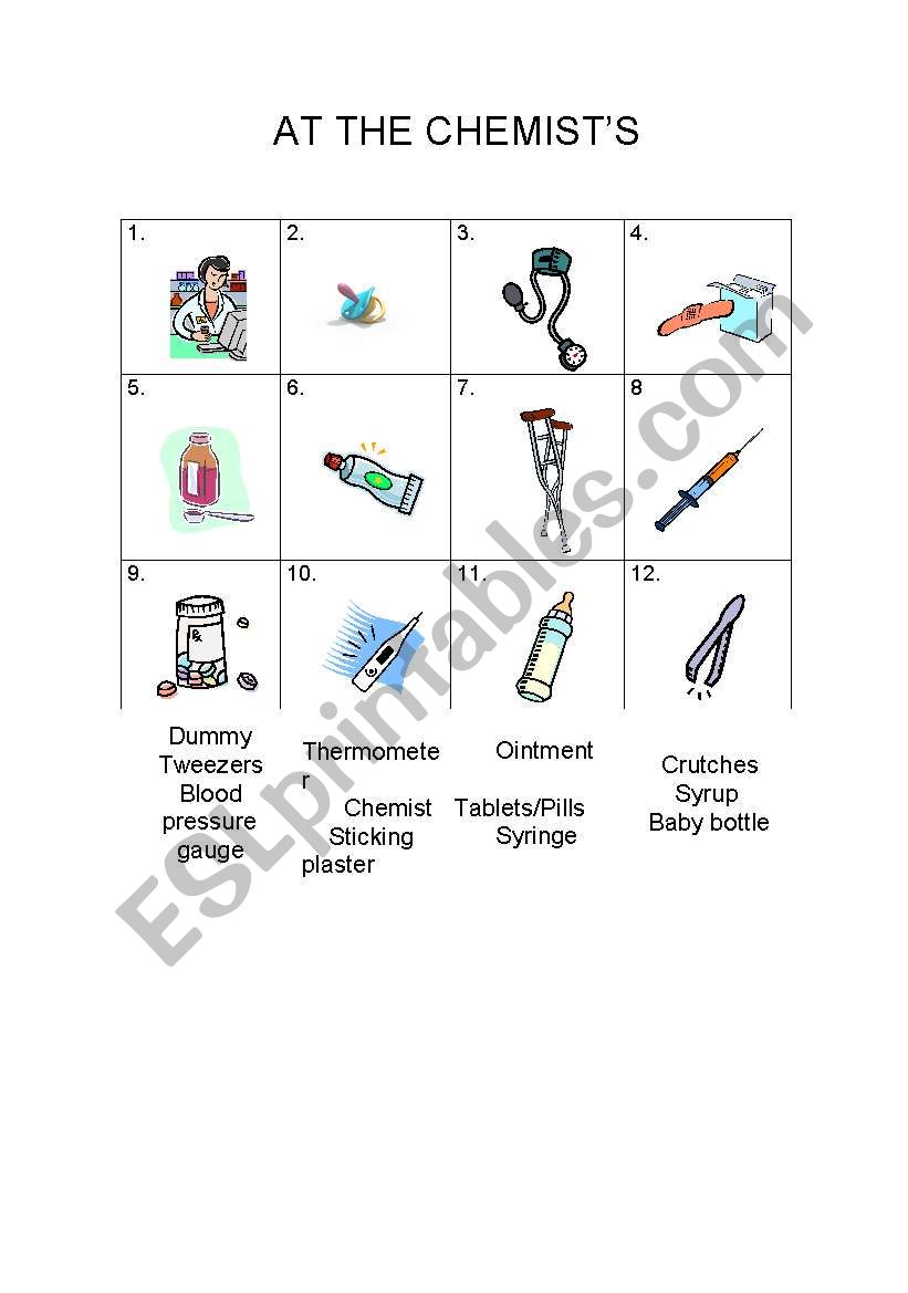 At the chemists worksheet