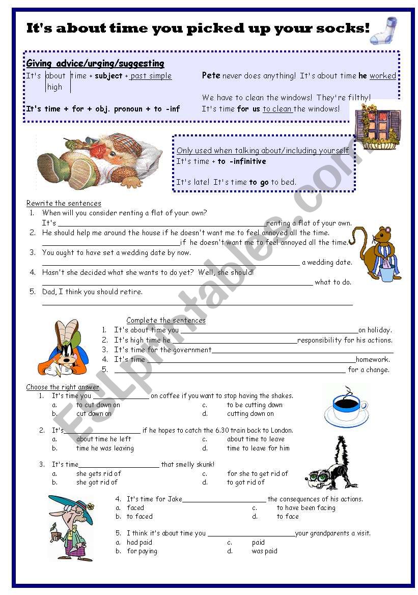 It´s about time you picked up your socks! - ESL worksheet by alex1968