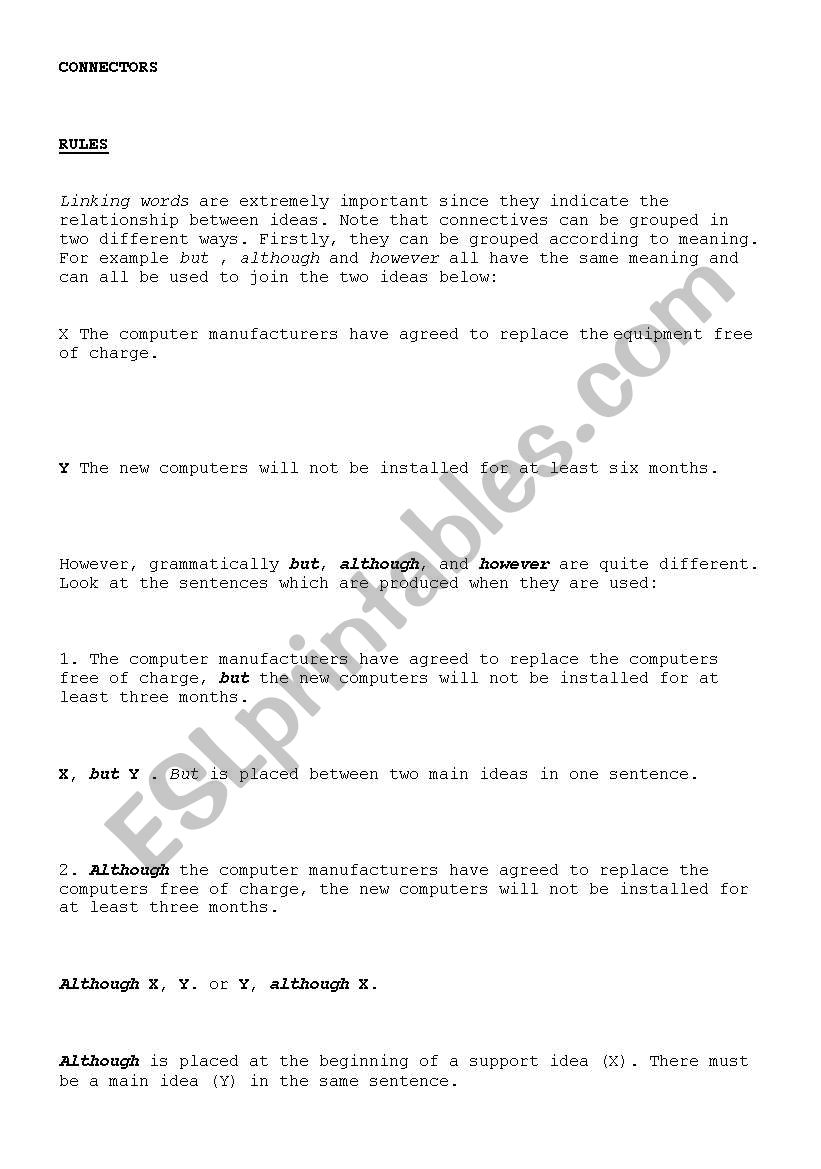 connectors worksheet