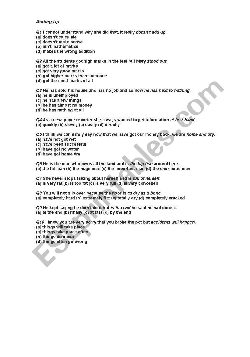 phrasal verbs worksheet