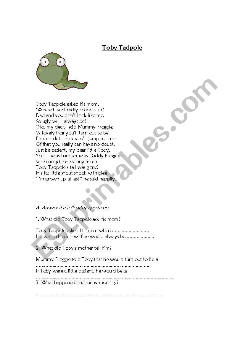 Poem for kids worksheet