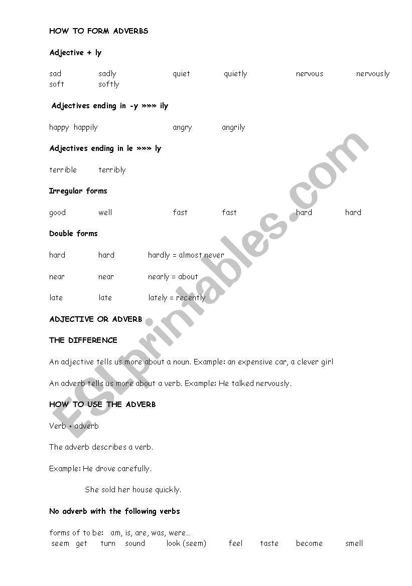 Adjectives & Adverbs  worksheet