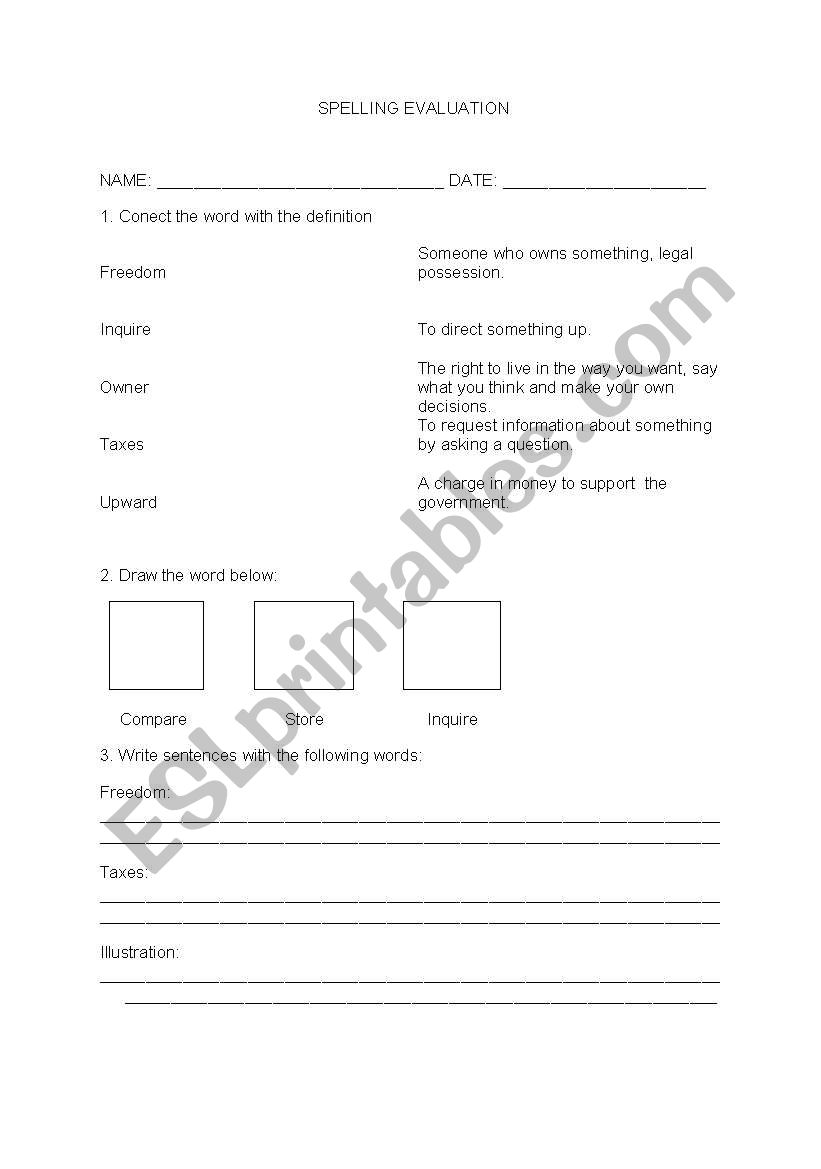 spelling exercise worksheet