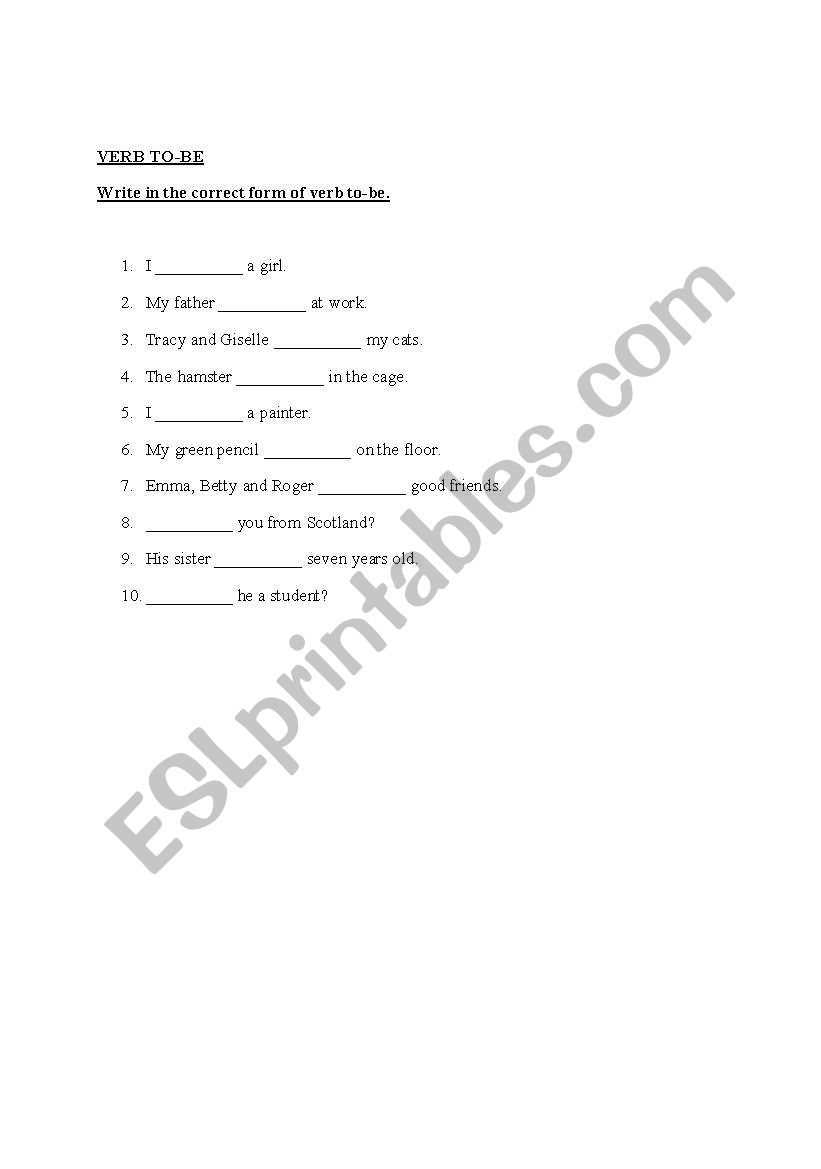 Verb To-Be worksheet