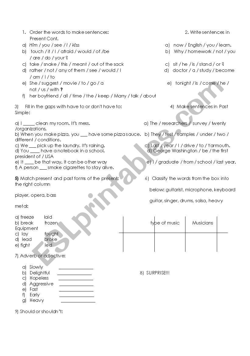 preparation for TEST (7th grade)