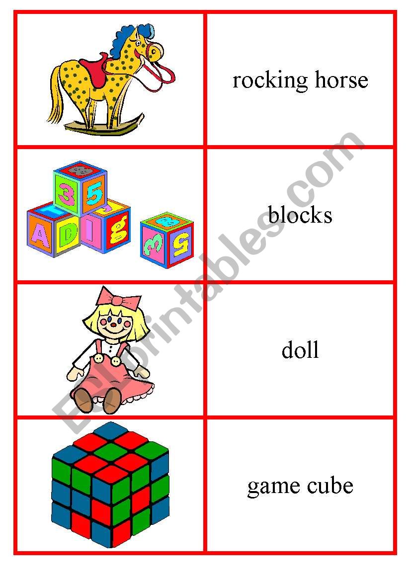 toys domino cards 1/3  worksheet