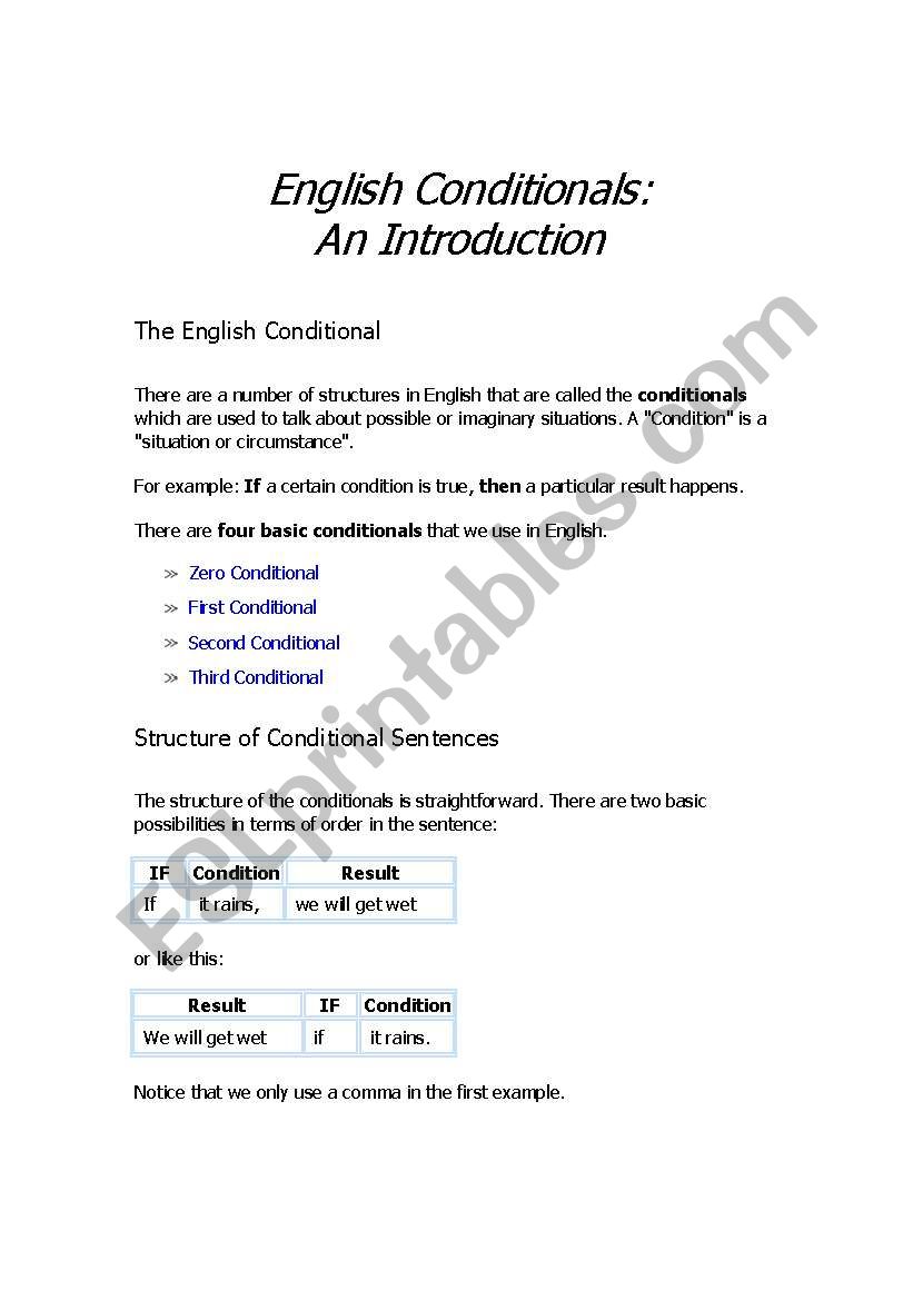 Conditionals made easy. worksheet