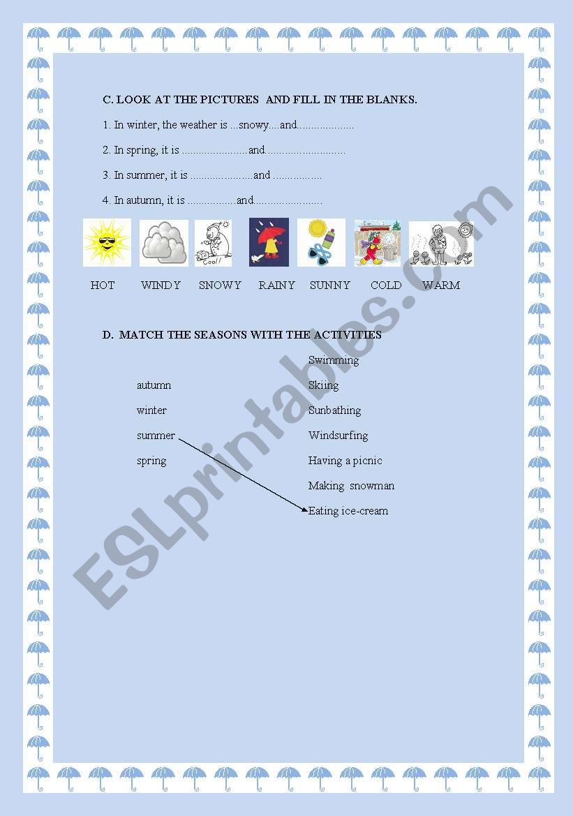 SEASONS AND WEATHER PART II worksheet