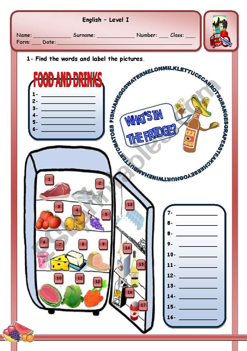 Whats In The Fridge Esl Worksheet By Xani