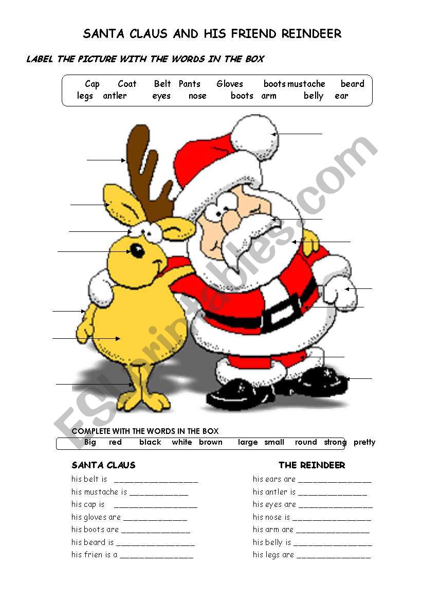 SANTA CLAUS AND HIS REINDEER ESL Worksheet By Pete