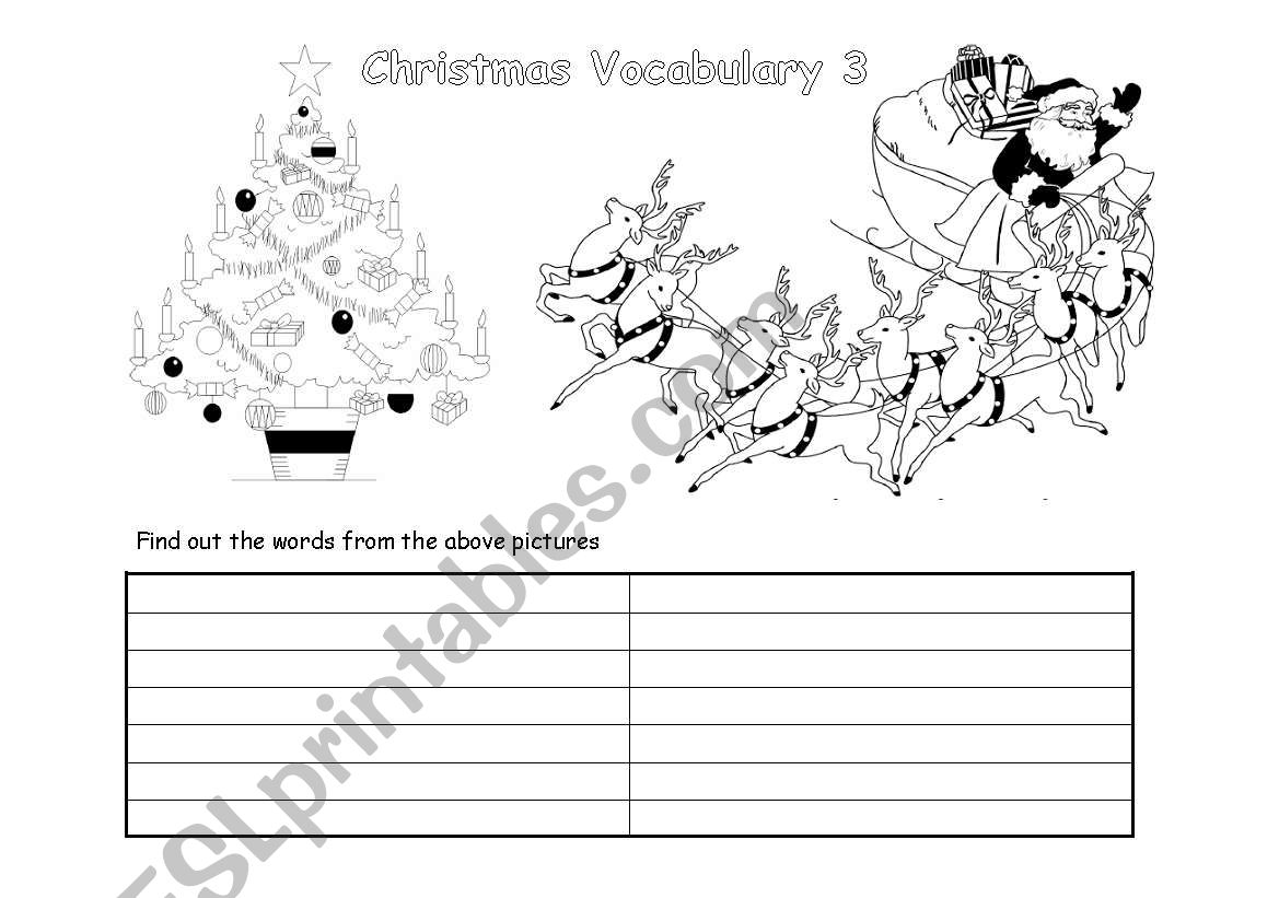 Christmas Vocabulary 3 worksheet