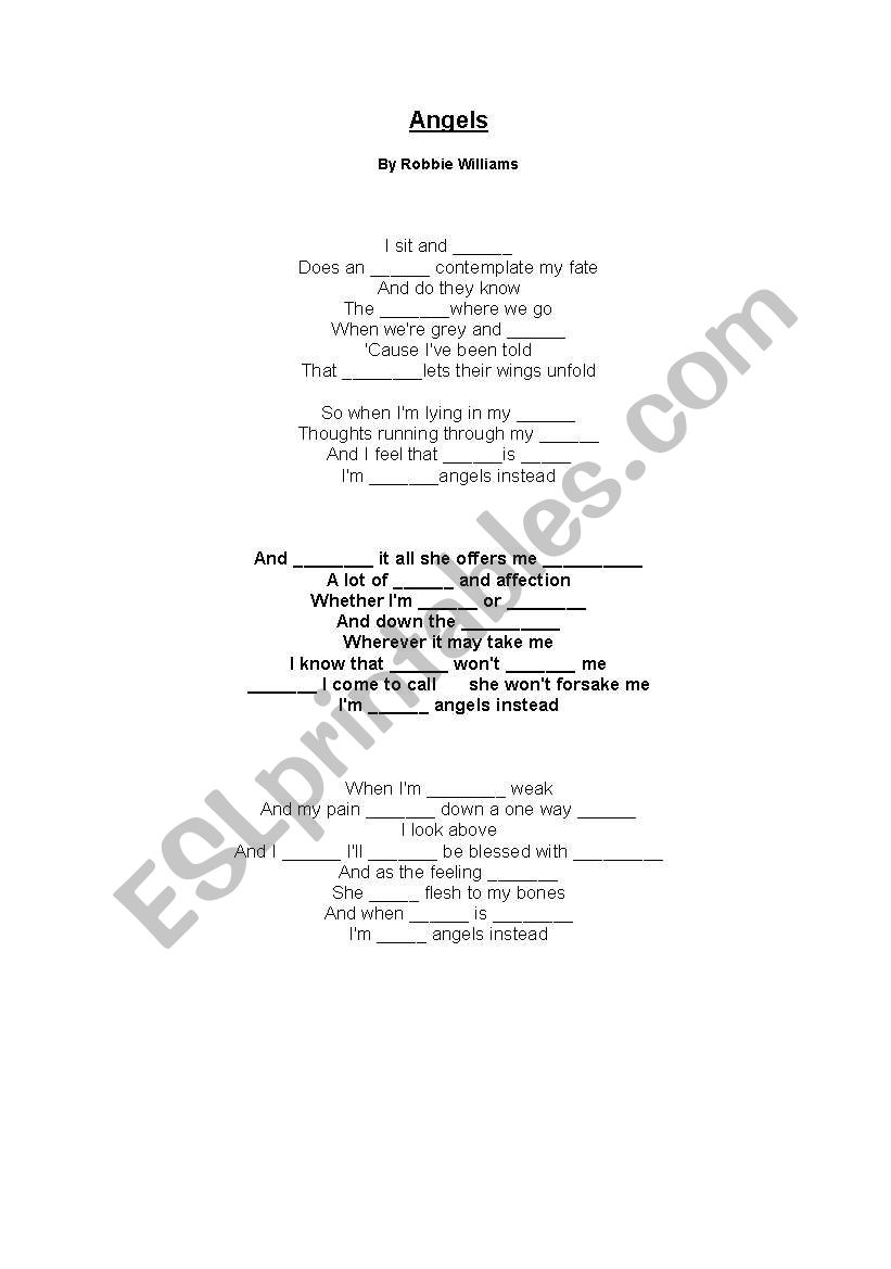 gap-filling song worksheet