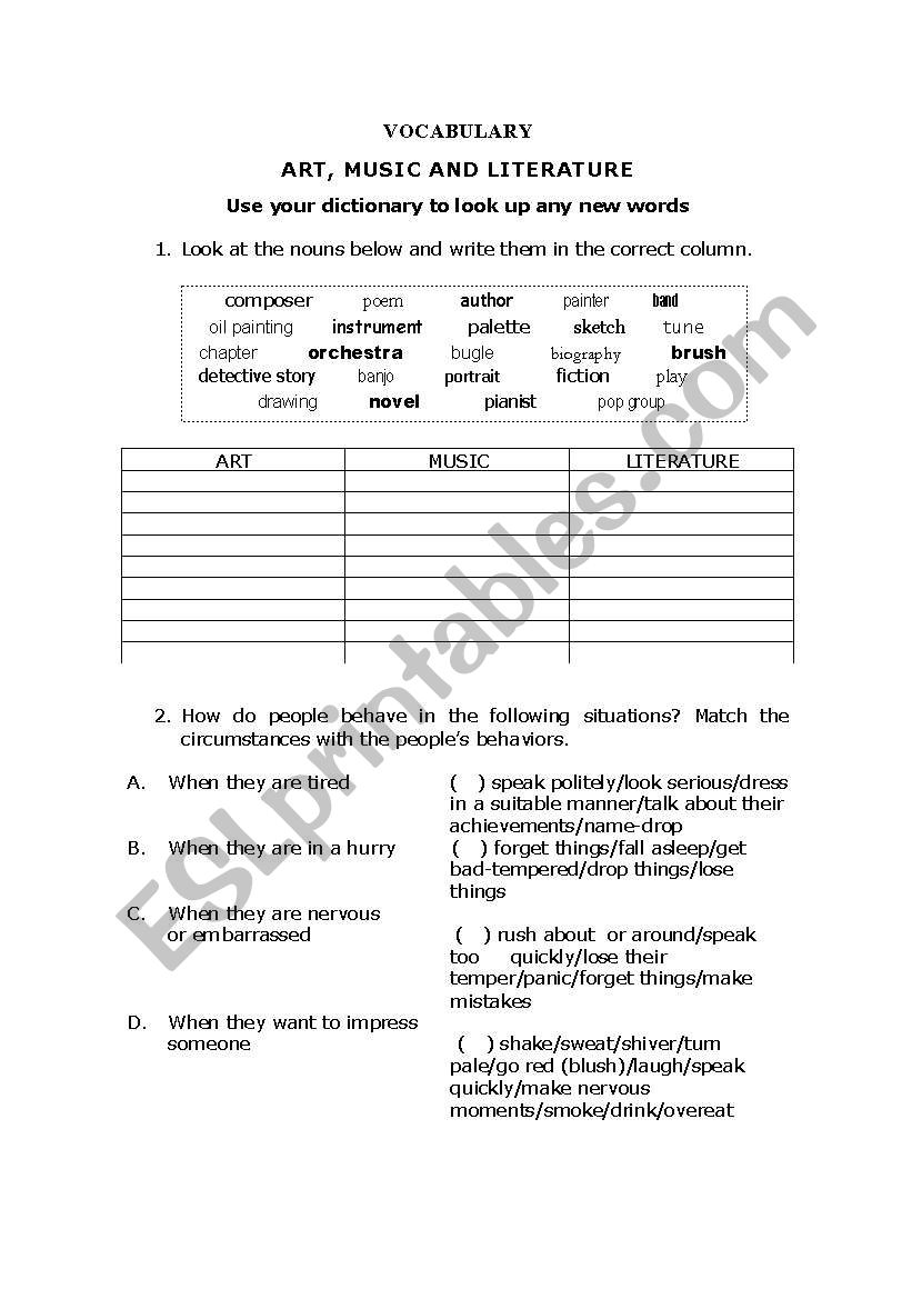 VOCABULARY worksheet