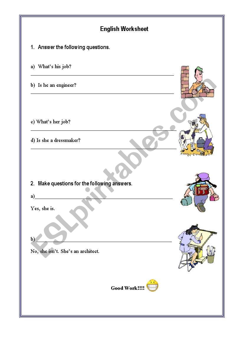 Jobs worksheet