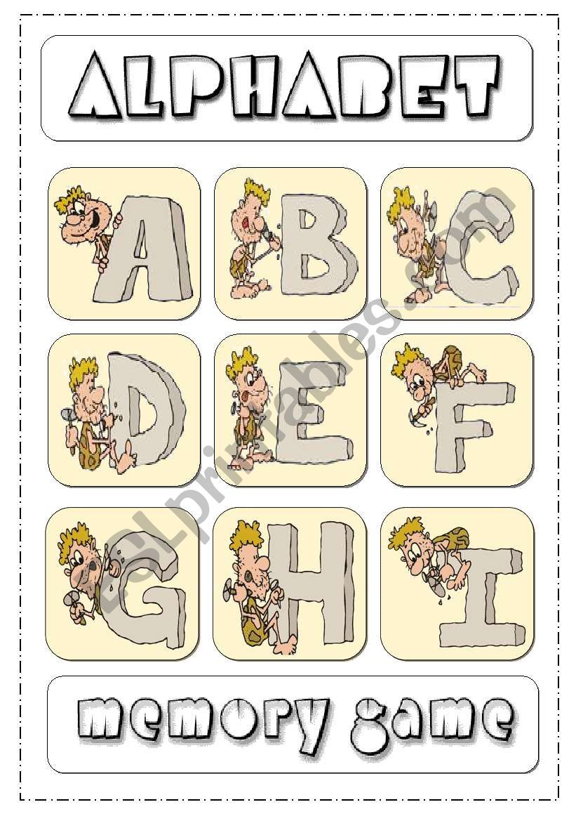 Alphabet Memory Game ESL Worksheet By Alenka