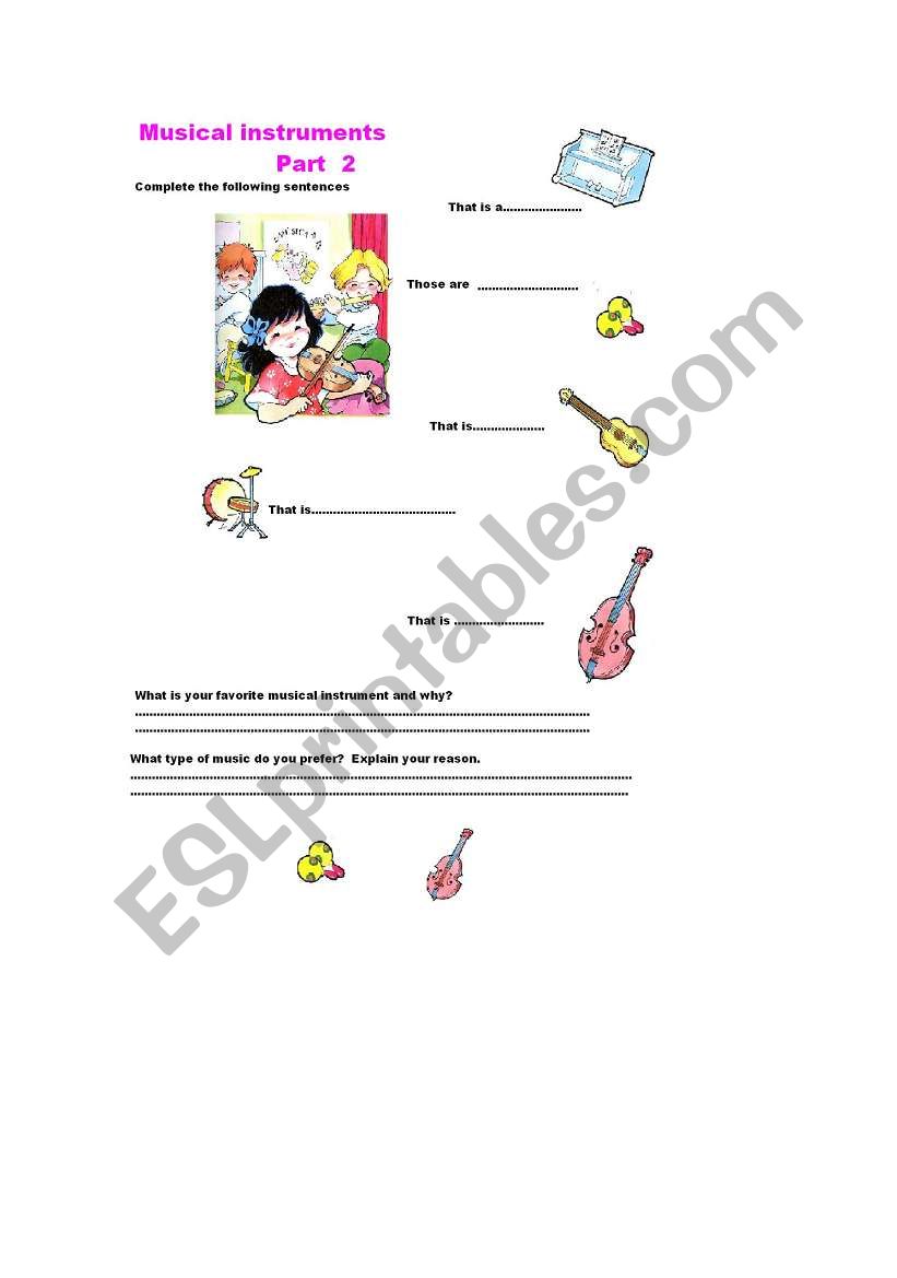 Musical Instruments Part 2 worksheet