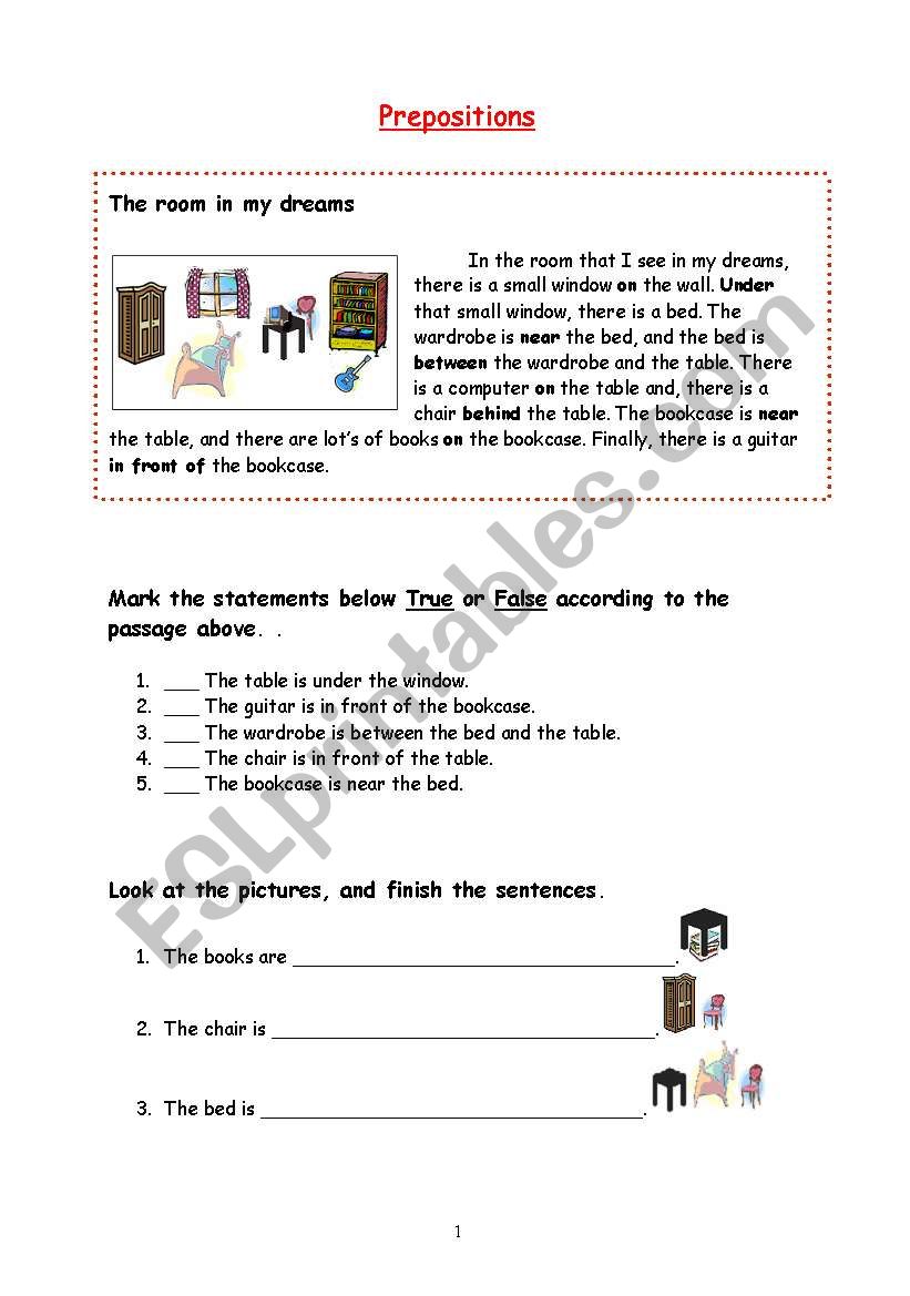 prepositions worksheet