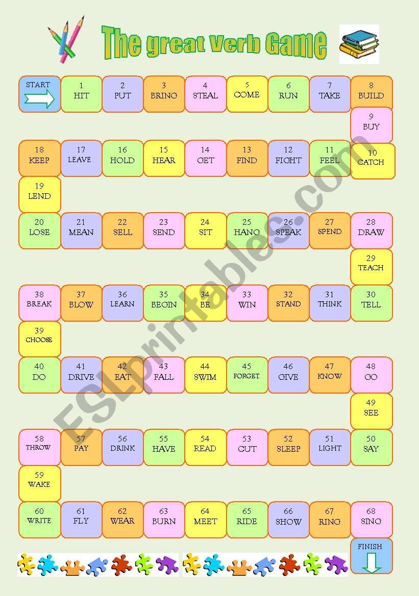 The Great Verb Game ESL Worksheet By Oppilif