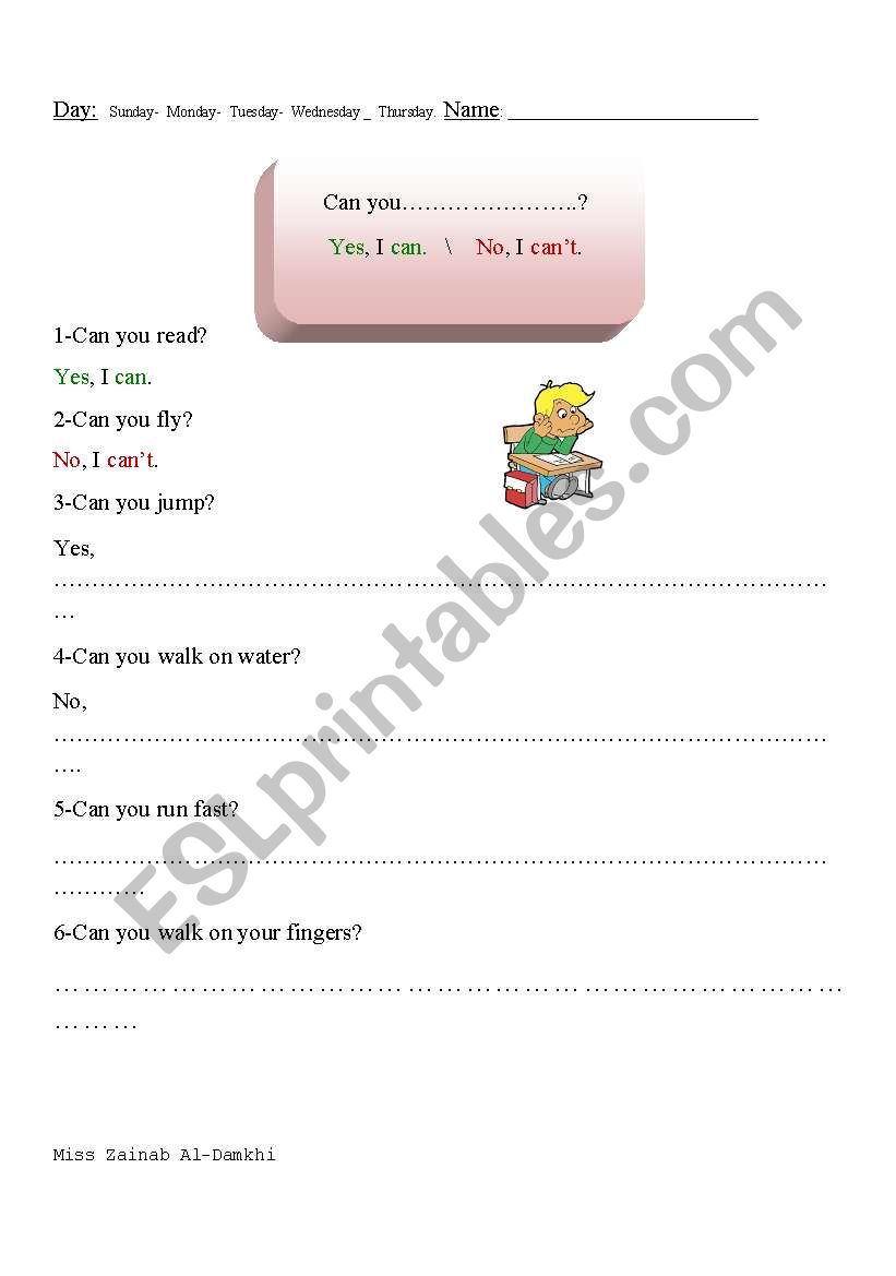 can - cant worksheet