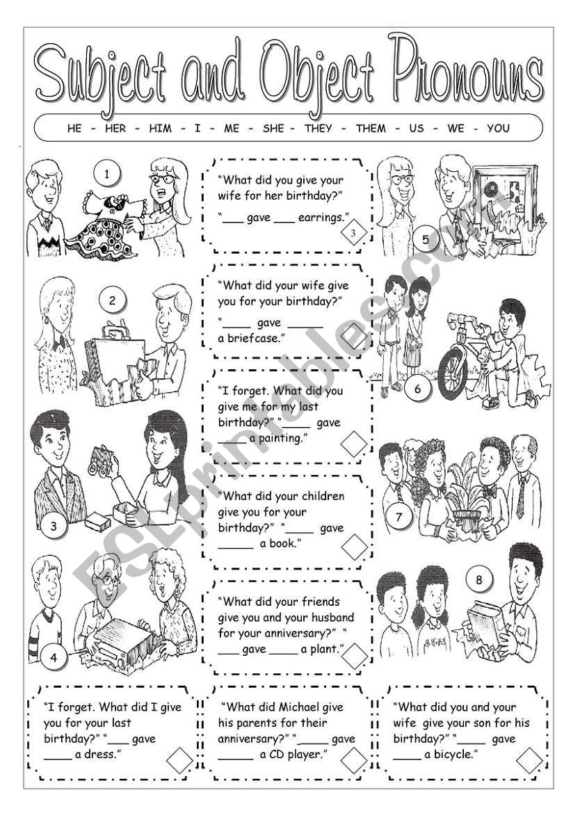 Subject And Object Pronouns ESL Worksheet By Alenka