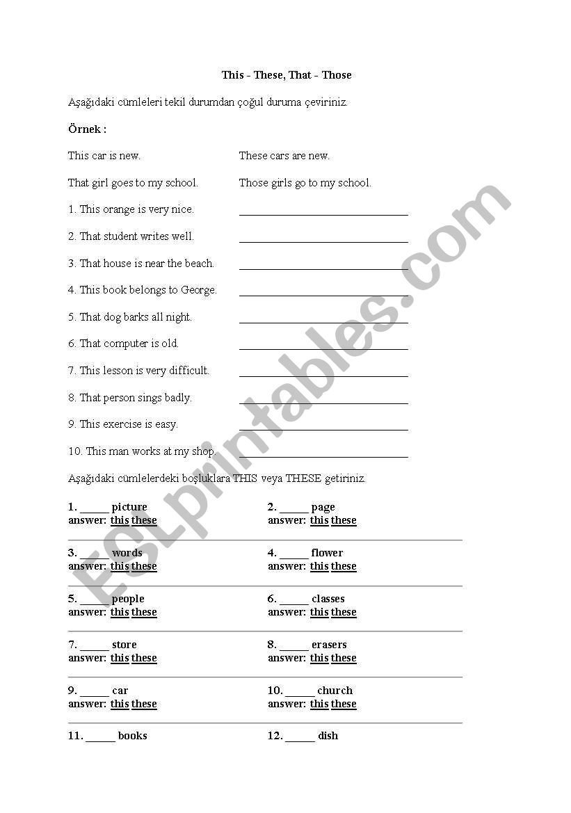 this, that, these, those - ESL worksheet by z_bayir