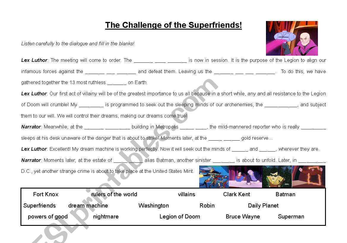 Challenge of the Superfriends worksheet