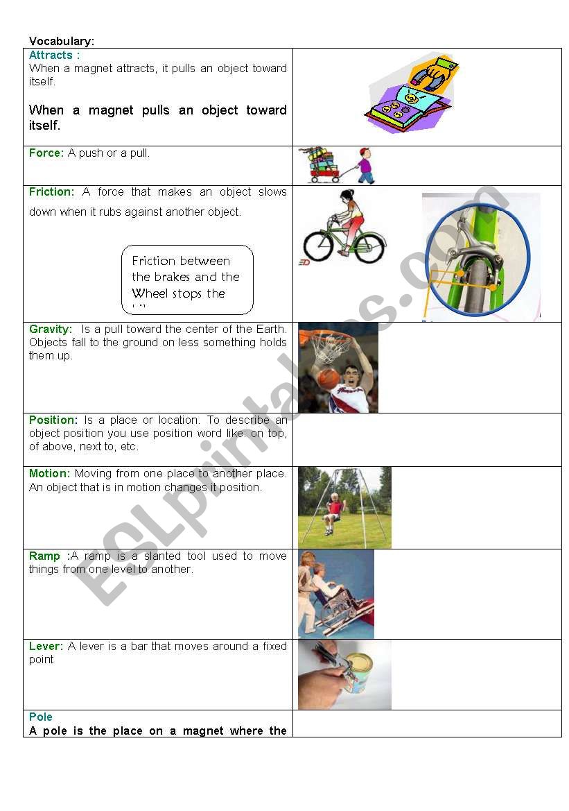 science vocabulary worksheet