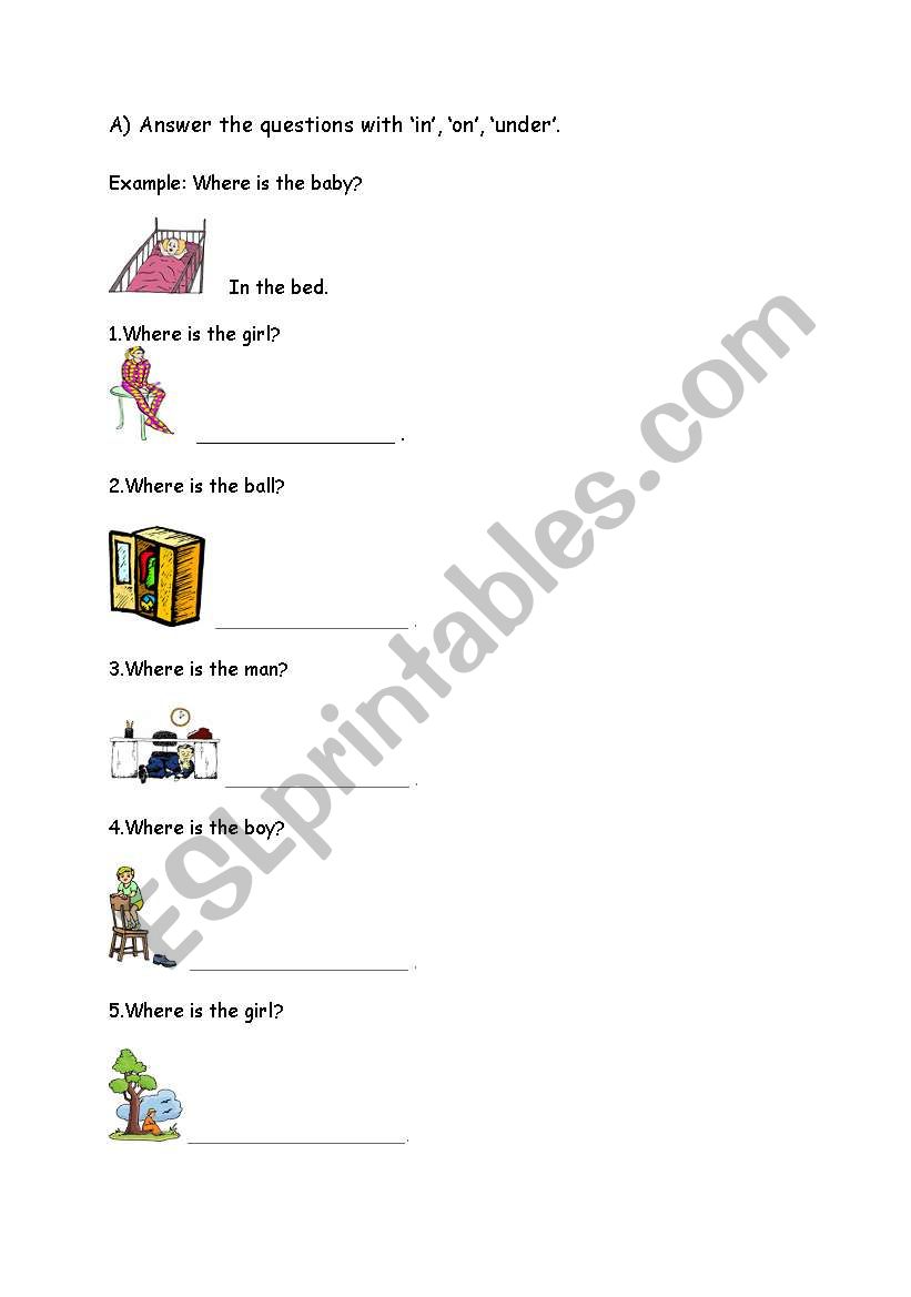 prep. of place worksheet