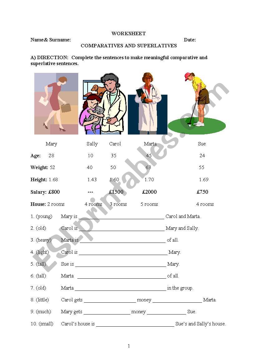 comparisons of adjectives worksheet