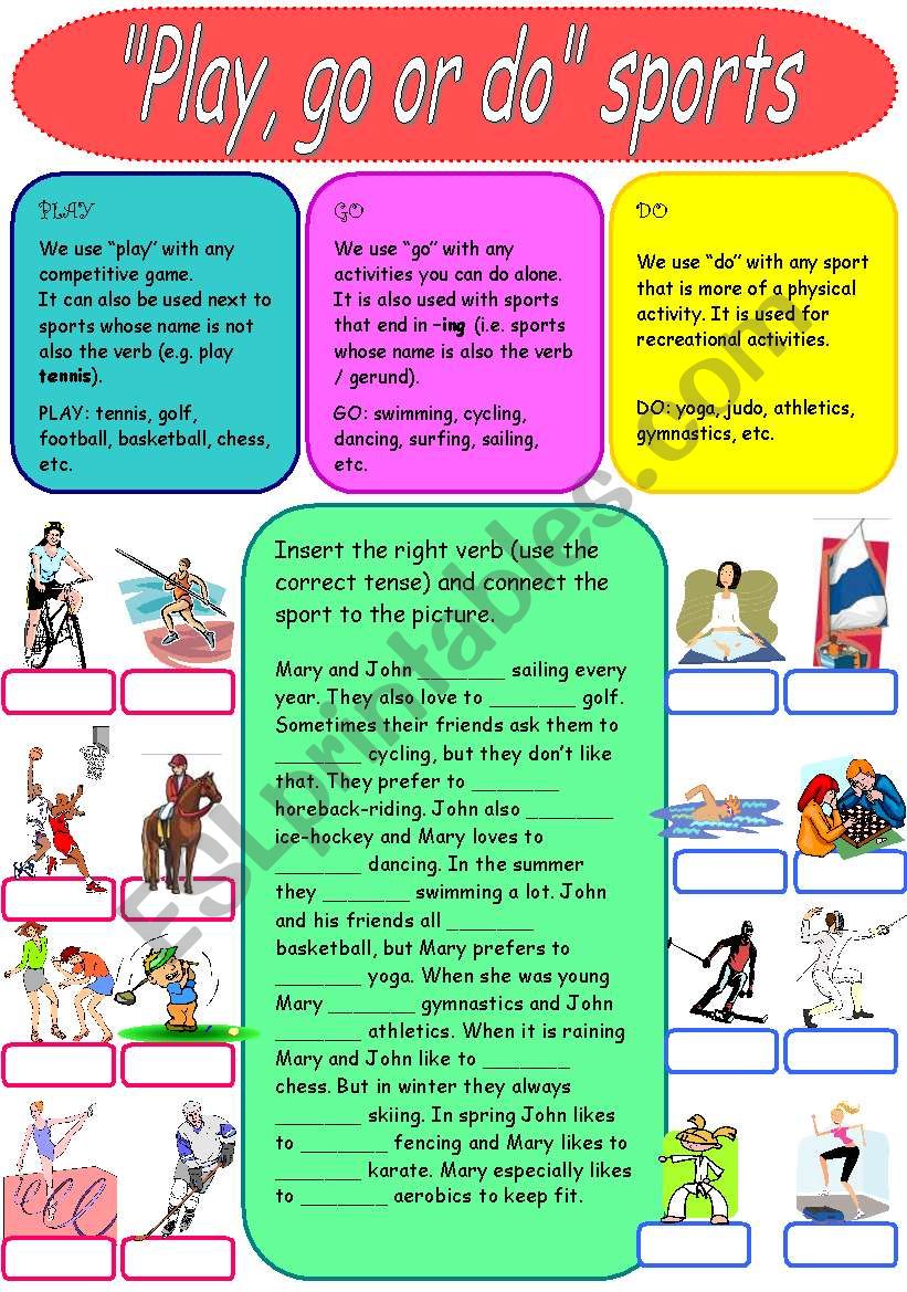 Play Go Or Do Sports ESL Worksheet By Maayyaa