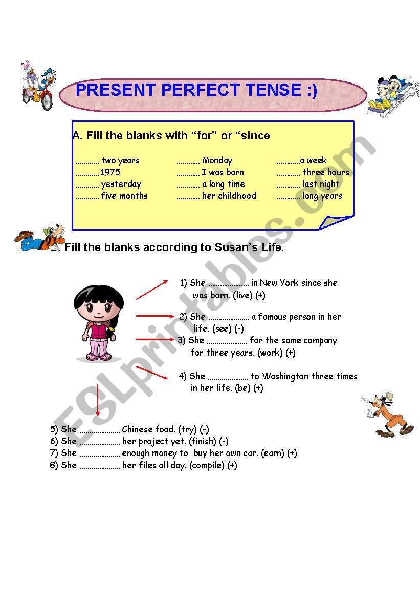 Present Perfect Tense Exercises ESL Worksheet By Sibelbayindir