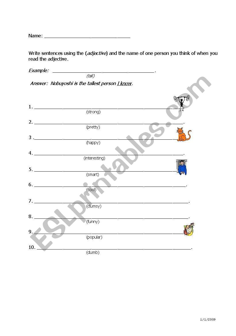 superlative adjectives worksheet