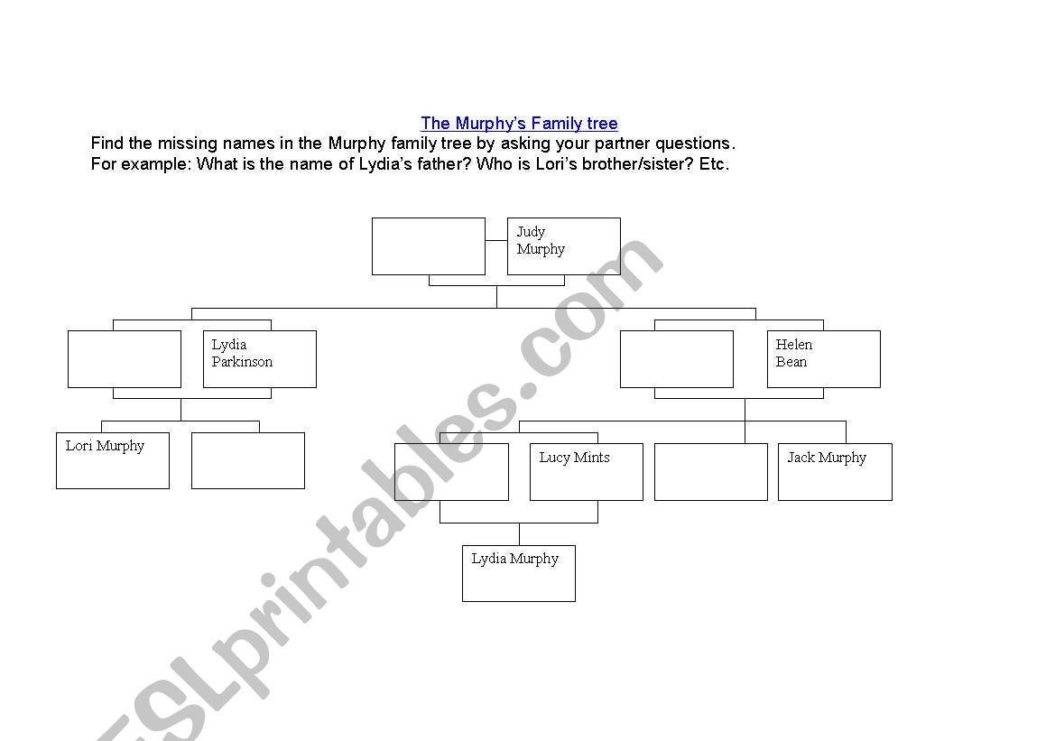 A family tree worksheet