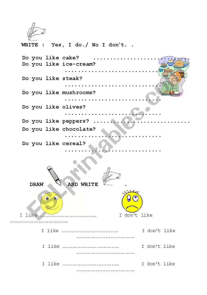 like dislike worksheet