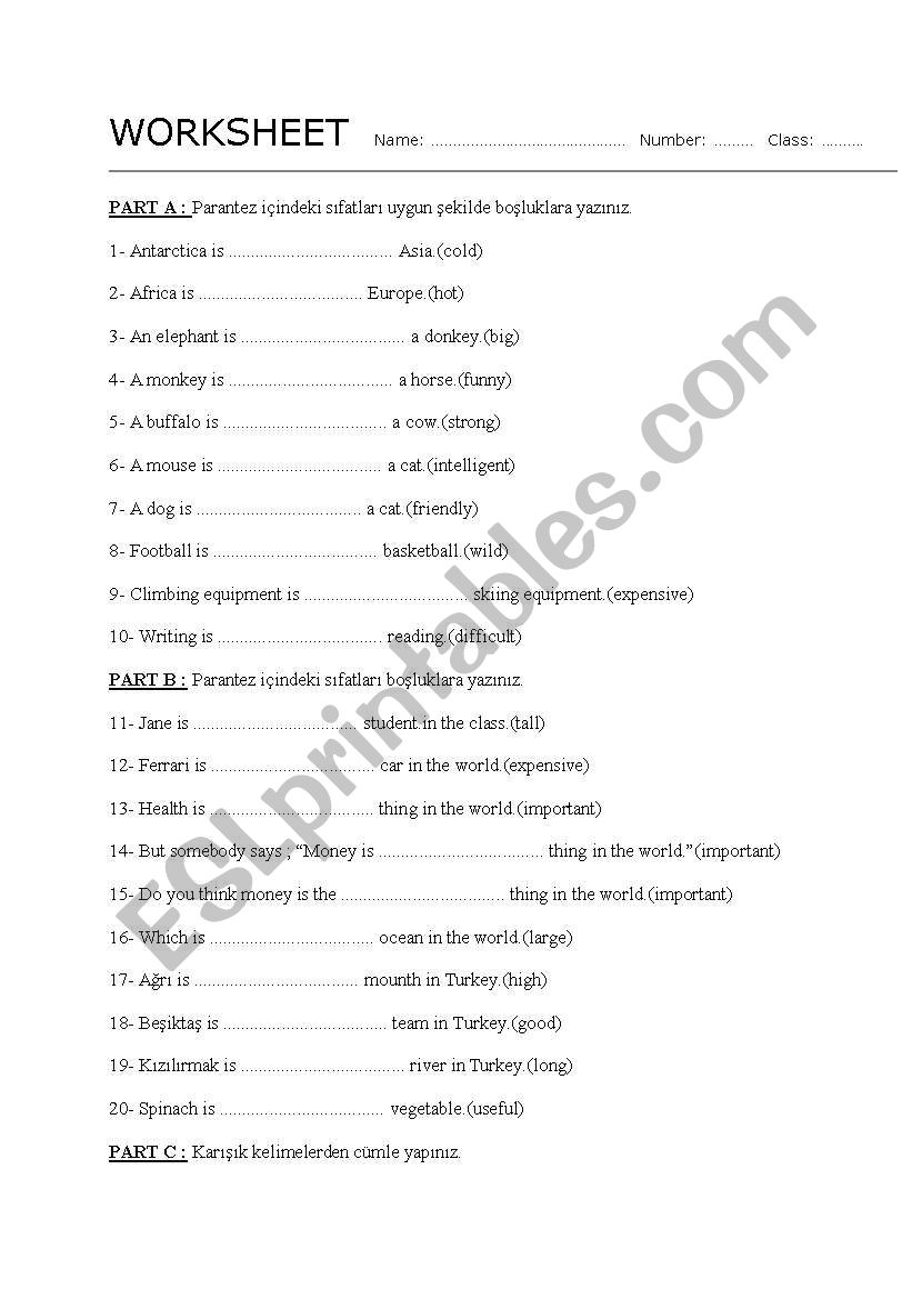 comparison worksheet