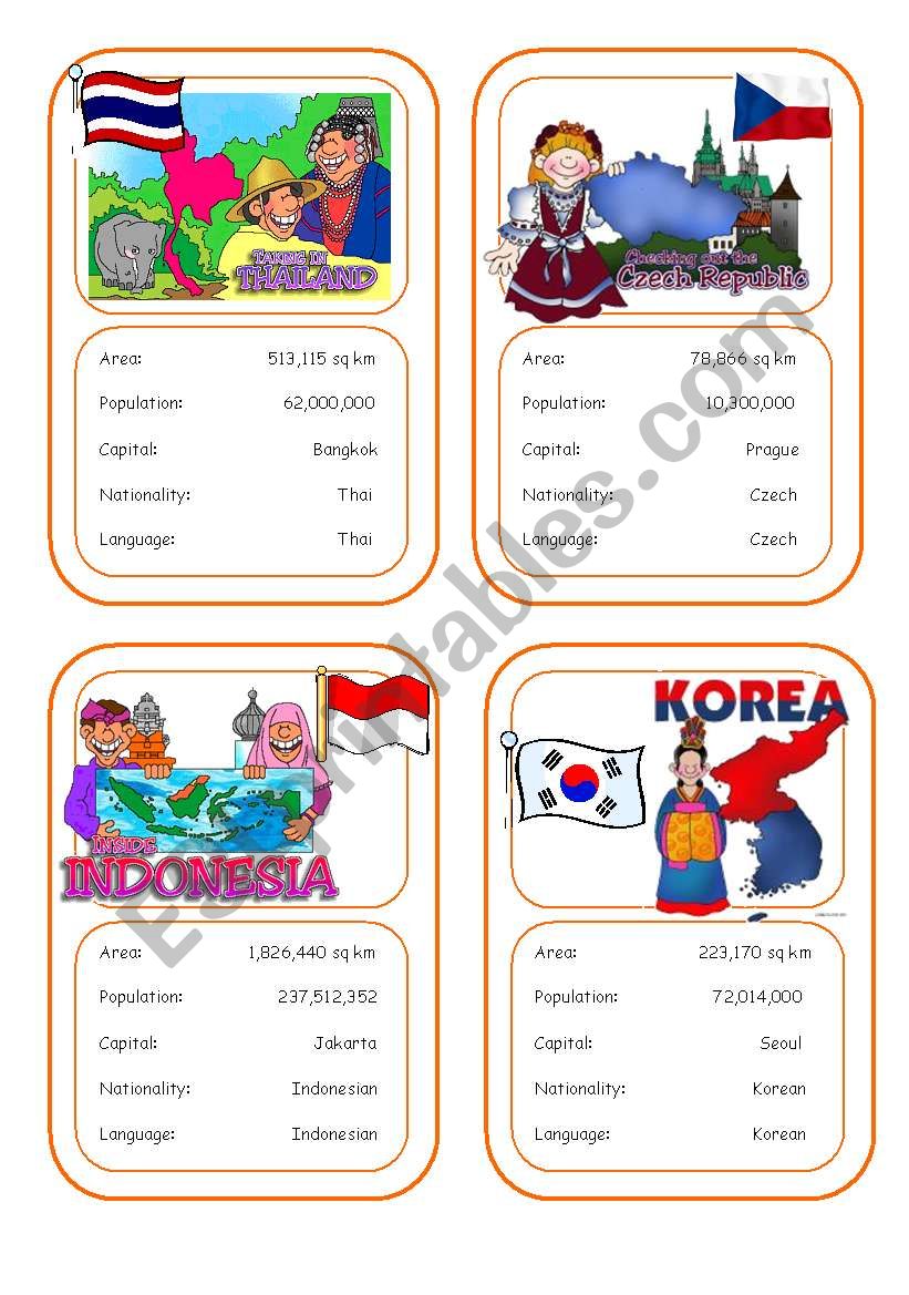 Country cards 3 worksheet