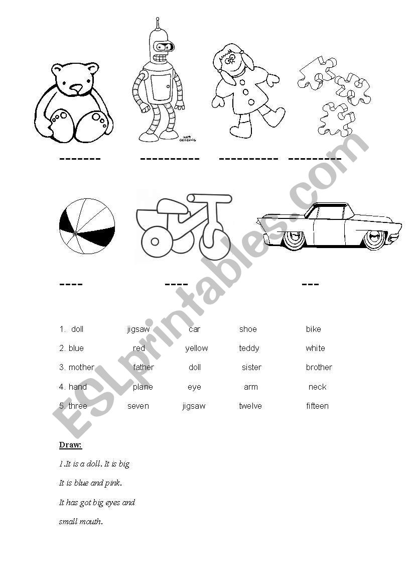 I like toys worksheet